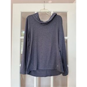 Apana Heather Blue Cowl Neck Hooded Long Sleeve Shirt